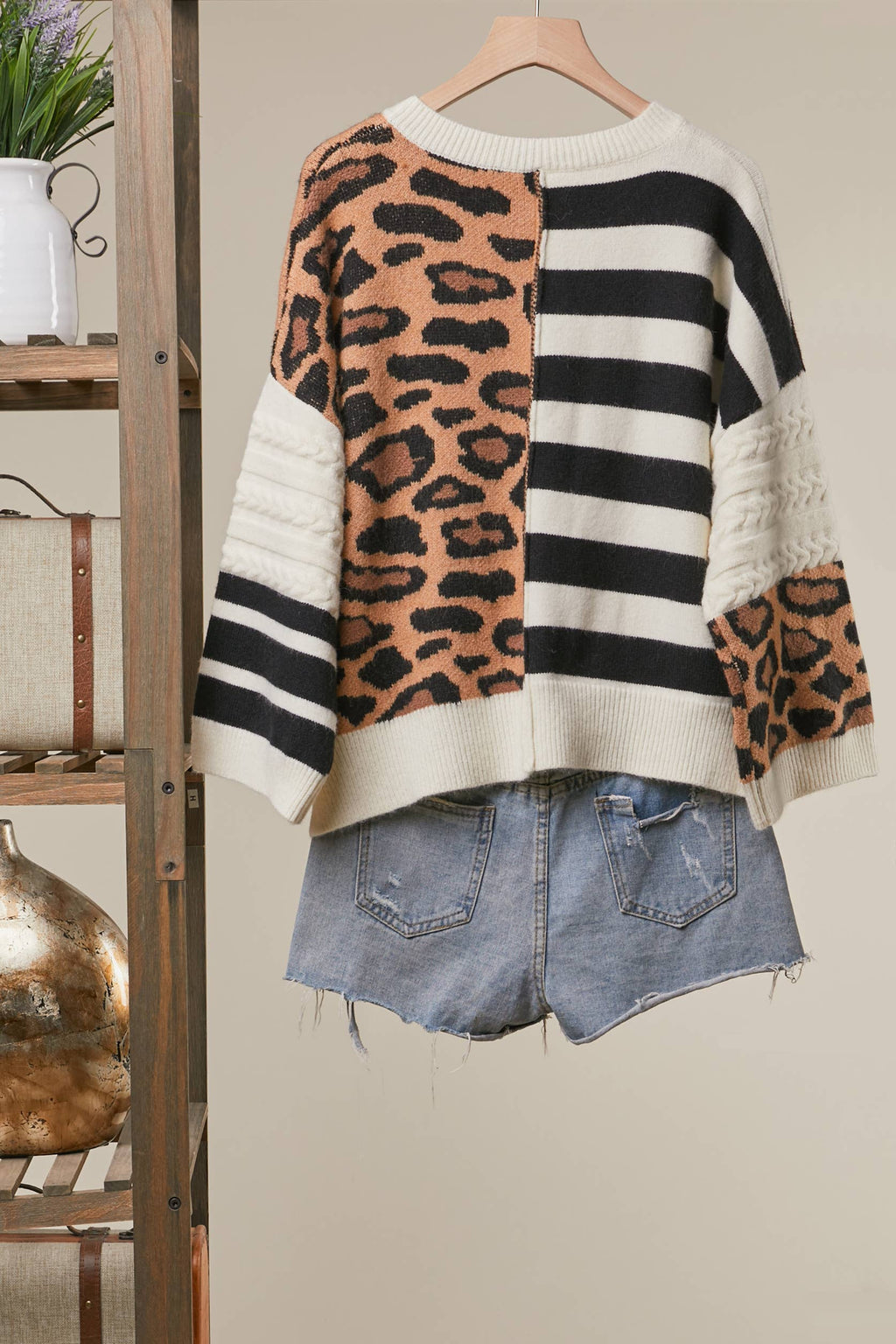 Bold Stripe and Leopard Cardigan