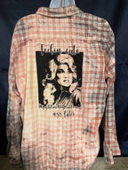 Whoop Jolene Bleached Button Down Plaid Shirt