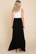 High Low Surplice Bouncy Maxi Skirt