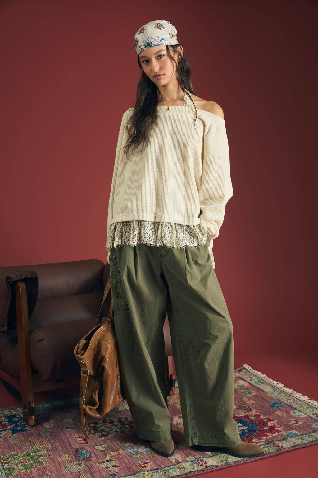 Lace Layers Sweater Knit Top