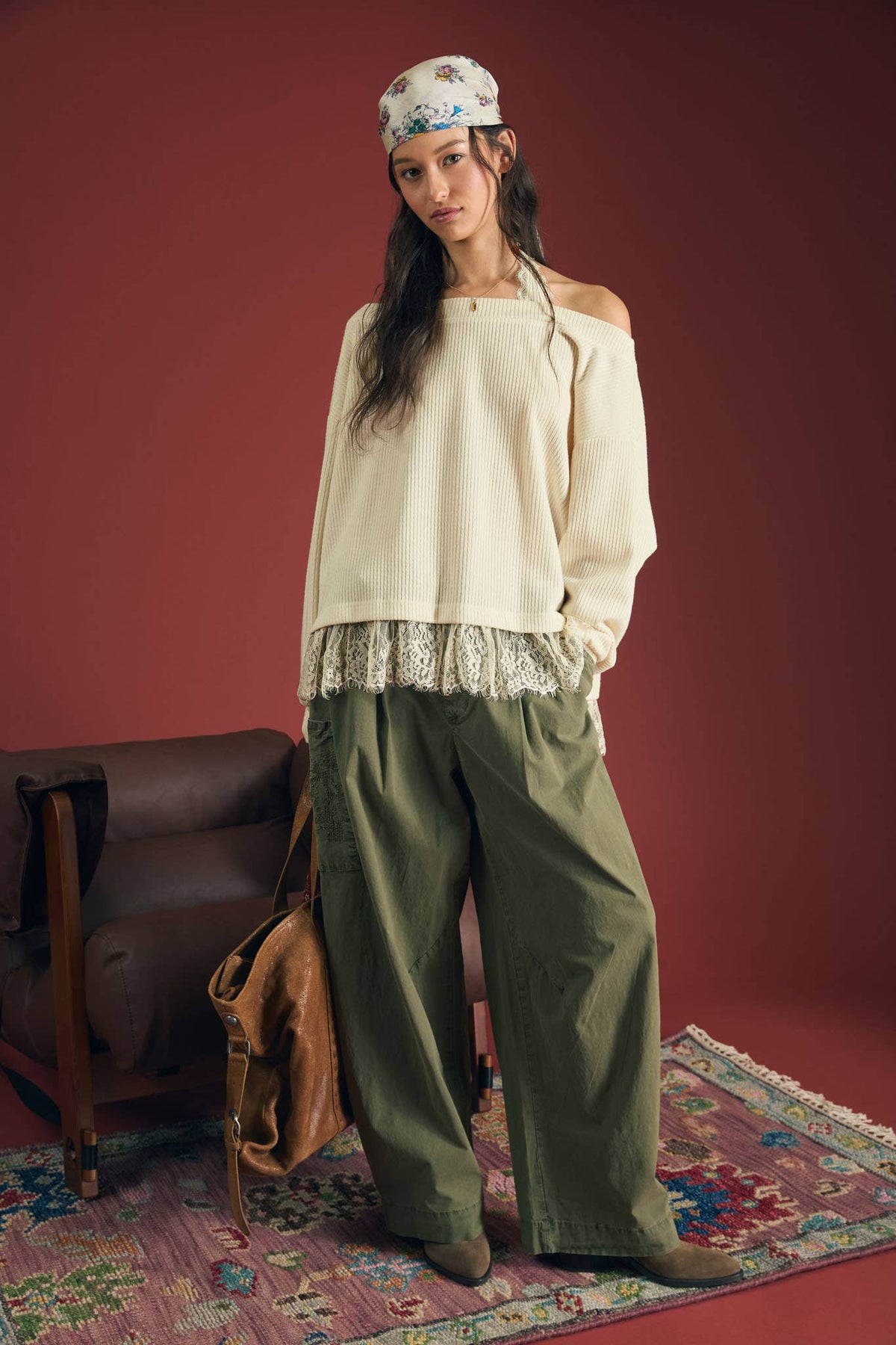 Lace Layers Sweater Knit Top