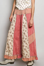 French Terry Ruffle Hem Straight-Leg Pants