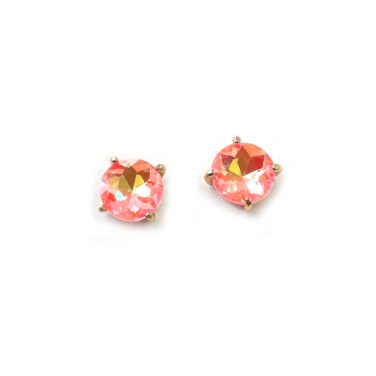 Sterling Silver S925 Post 12mm Round Glass Stud Earrings