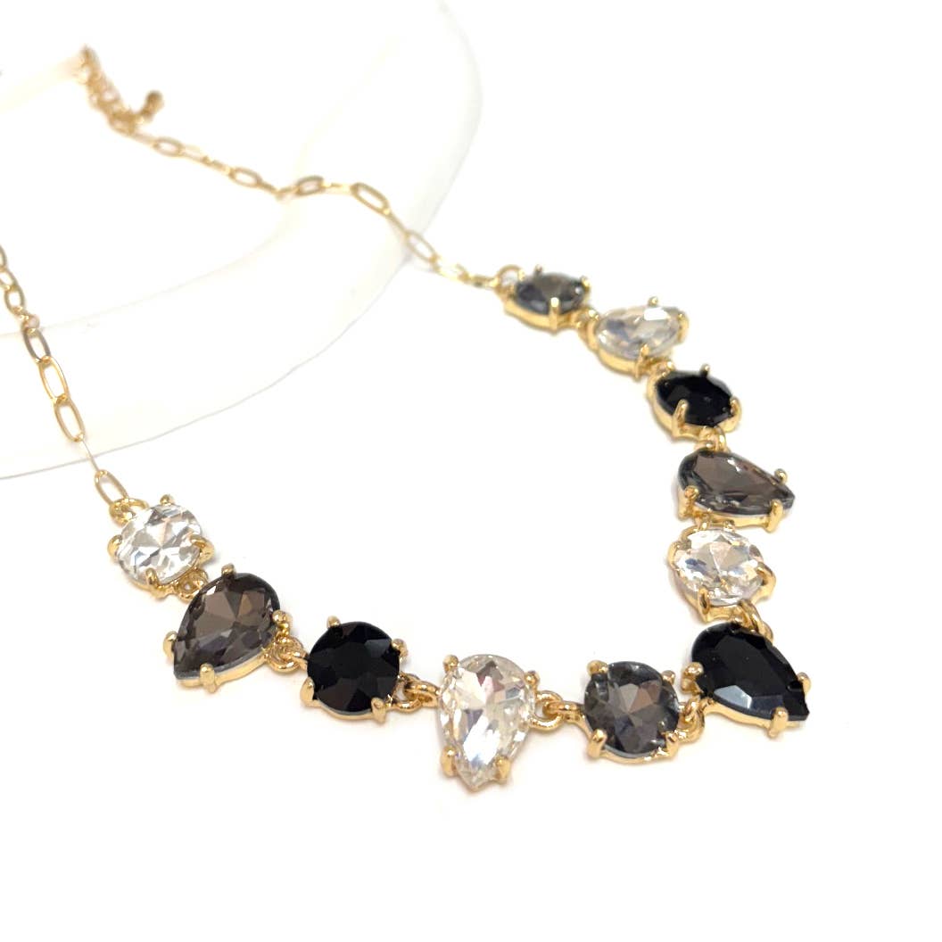 Round & Teardrop Mix Glass Beads Station Necklace