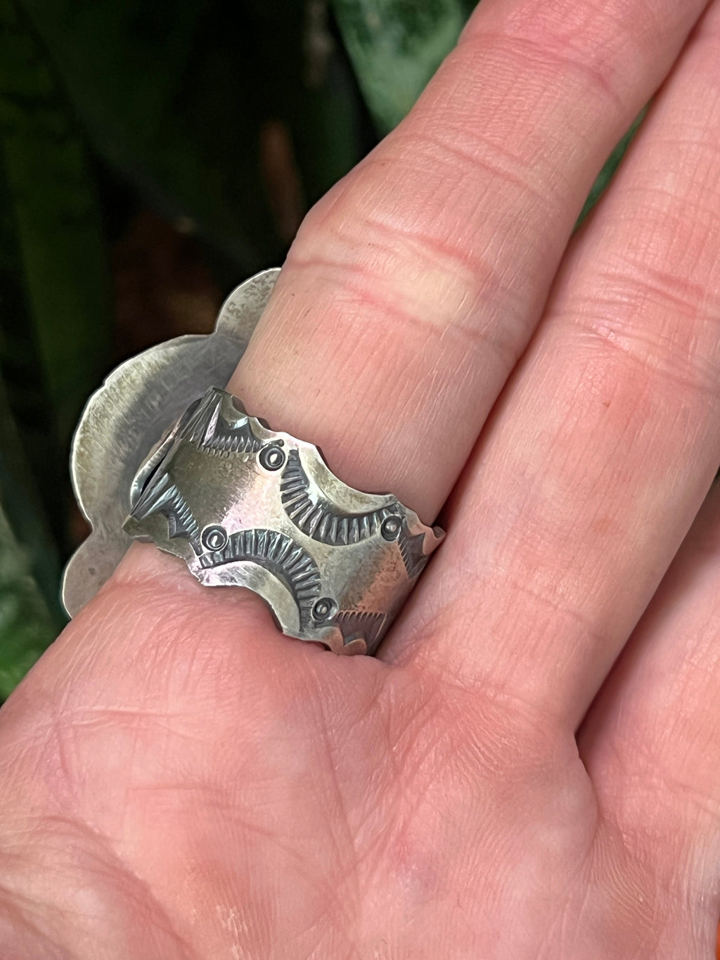 Handcrafted Sterling Silver and Number 8 Turquoise Ring by Artist, Gilbert Tom, Size 10.5