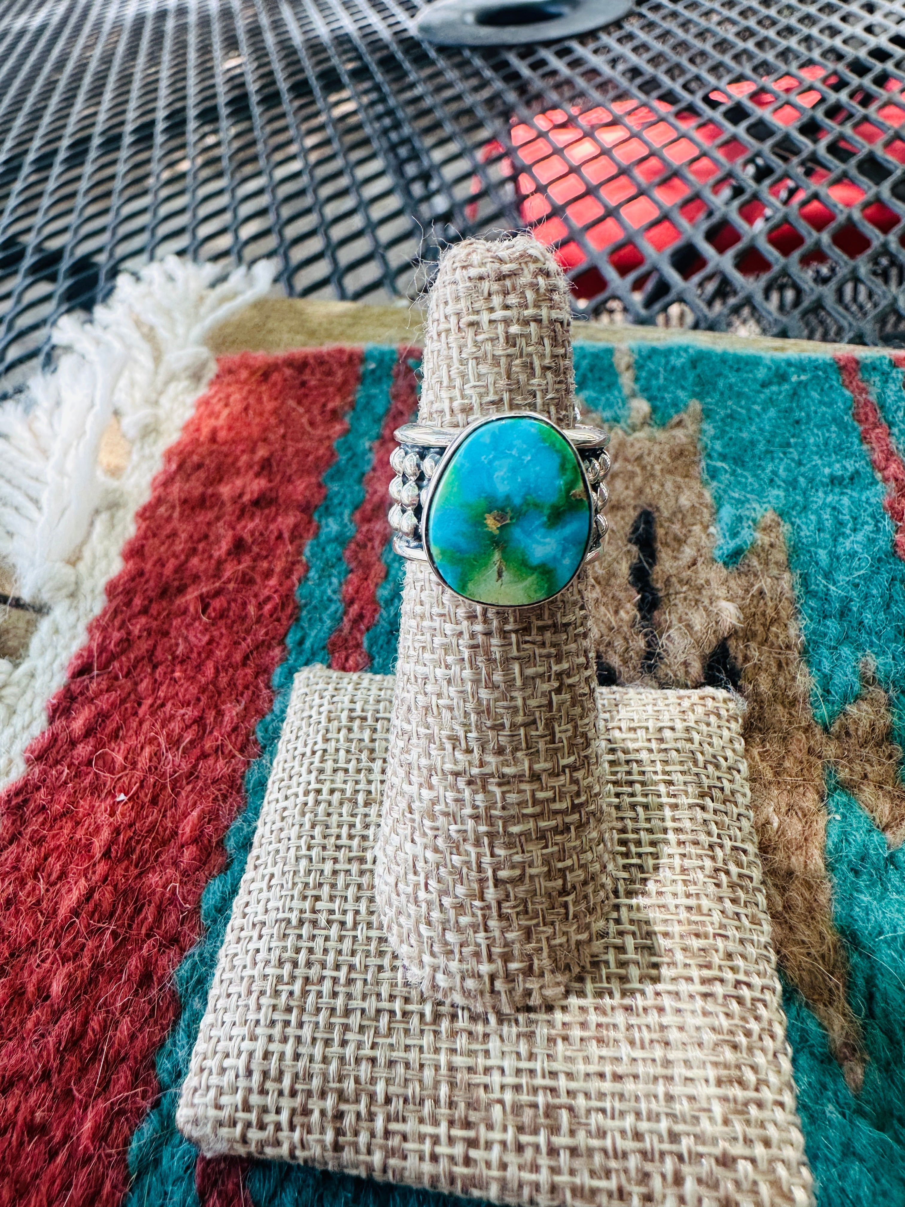 Handcrafted Sterling Silver & Sonoran Mountain Turquoise Ring Size 5