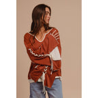 Laced Arm Boho Bell Sleeve Top