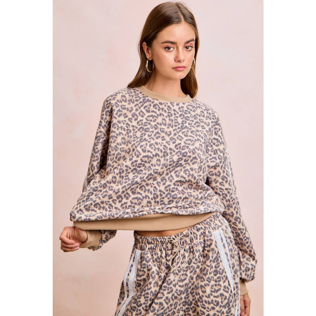 Leopard Lace Stripe Sweatshirt