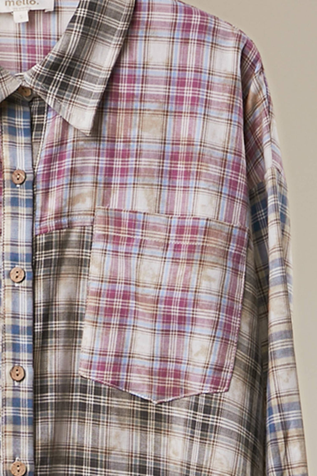 Star Patch Washed Plaid Button Shirt