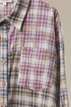 Star Patch Washed Plaid Button Shirt