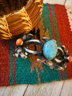 Handcrafted Turquoise, Spiny & Sterling Silver Cuff Bracelet by Chimney Butte