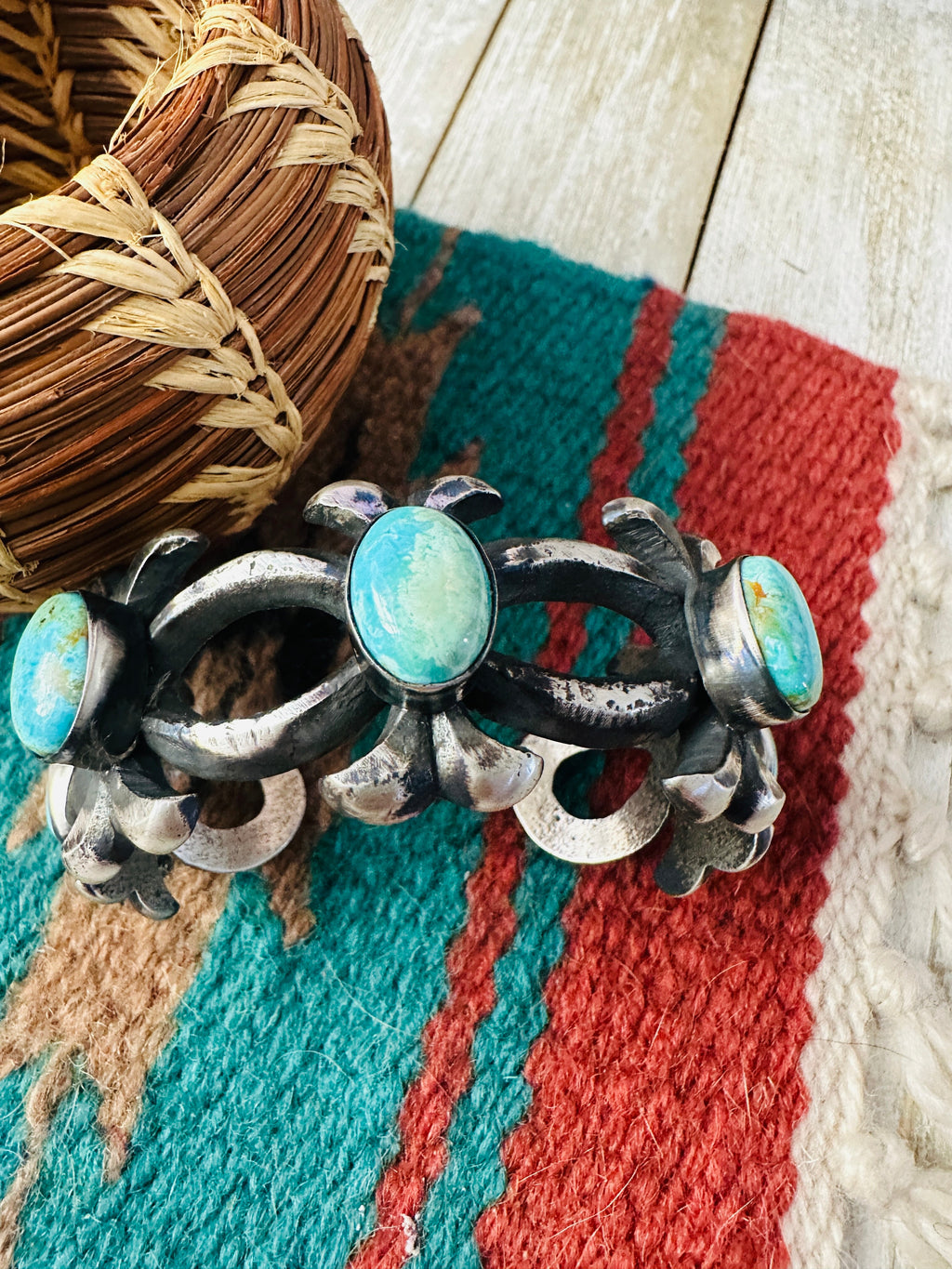 Handcrafted Turquoise & Sterling Silver Cuff Bracelet by Chimney Butte