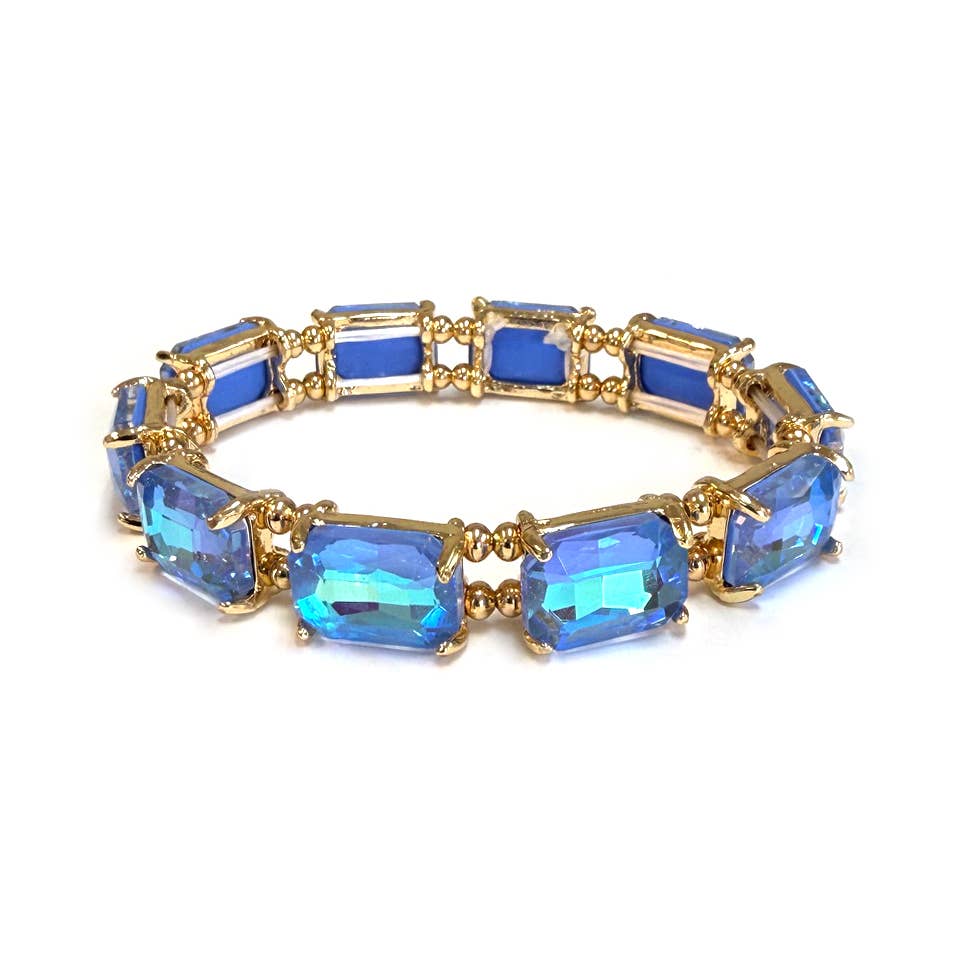 Emerald Cut Crystal AB Stretch Bracelets