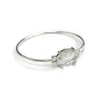 Crystal Oval Stone Cuff Metal Bangle