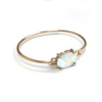 Crystal Oval Stone Cuff Metal Bangle