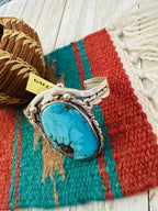 Handcrafted Old Pawn Turquoise & Sterling Silver Cuff Bracelet