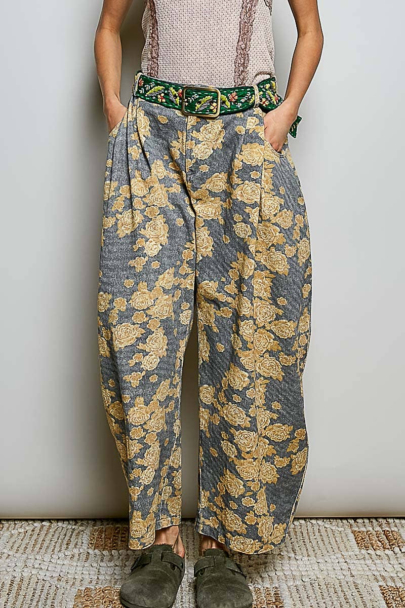 POL Crafted Textured Allover Print Woven Wide-Leg Pants