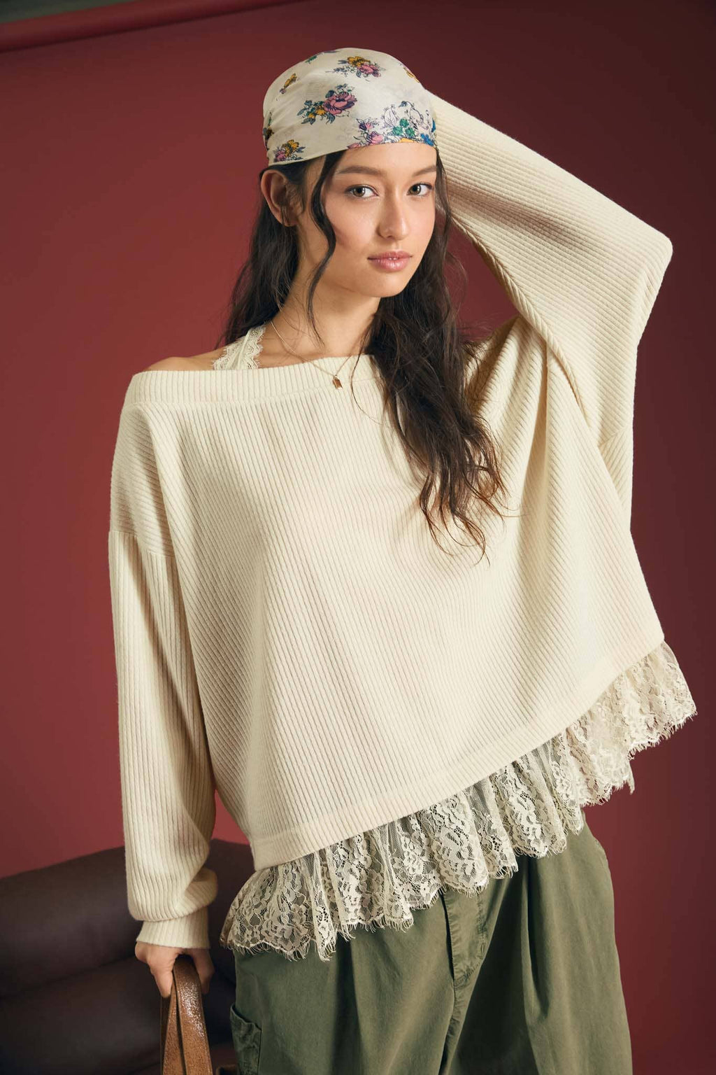 Lace Layers Sweater Knit Top