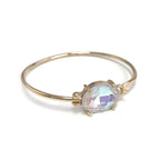 Crystal Oval Stone Cuff Metal Bangle