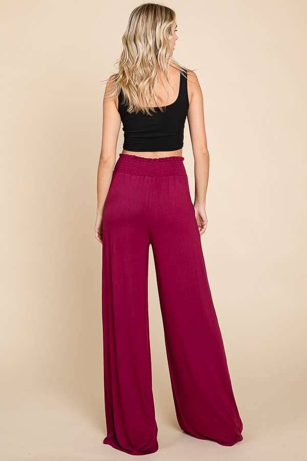 SMOCKING WAIST WIDE POCKET PANTS