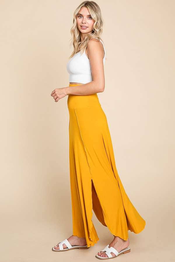 High Low Surplice Bouncy Maxi Skirt