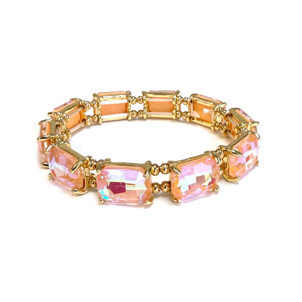 Emerald Cut Crystal AB Stretch Bracelets