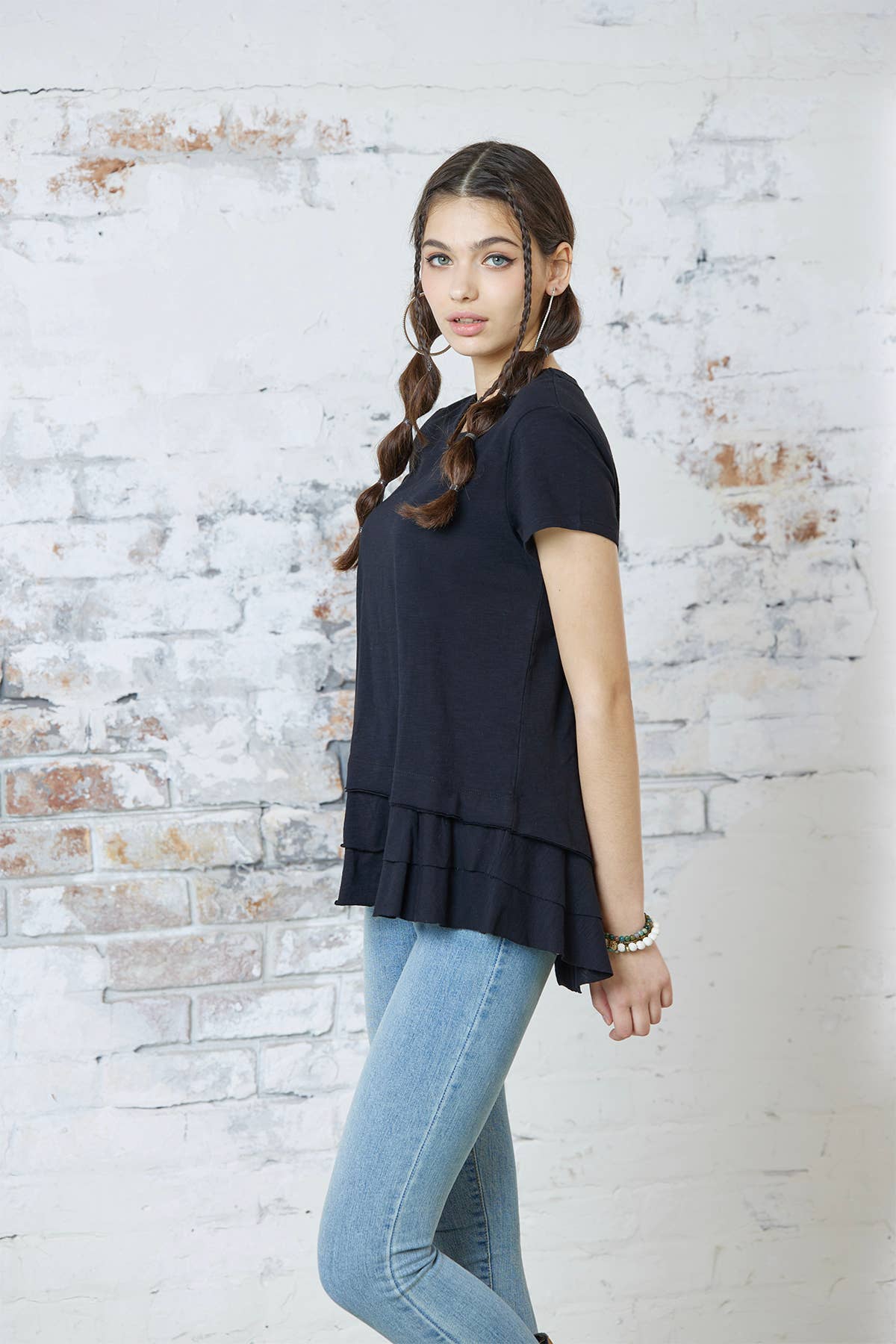 Eloise Ruffle Hem Short Sleeve Tee