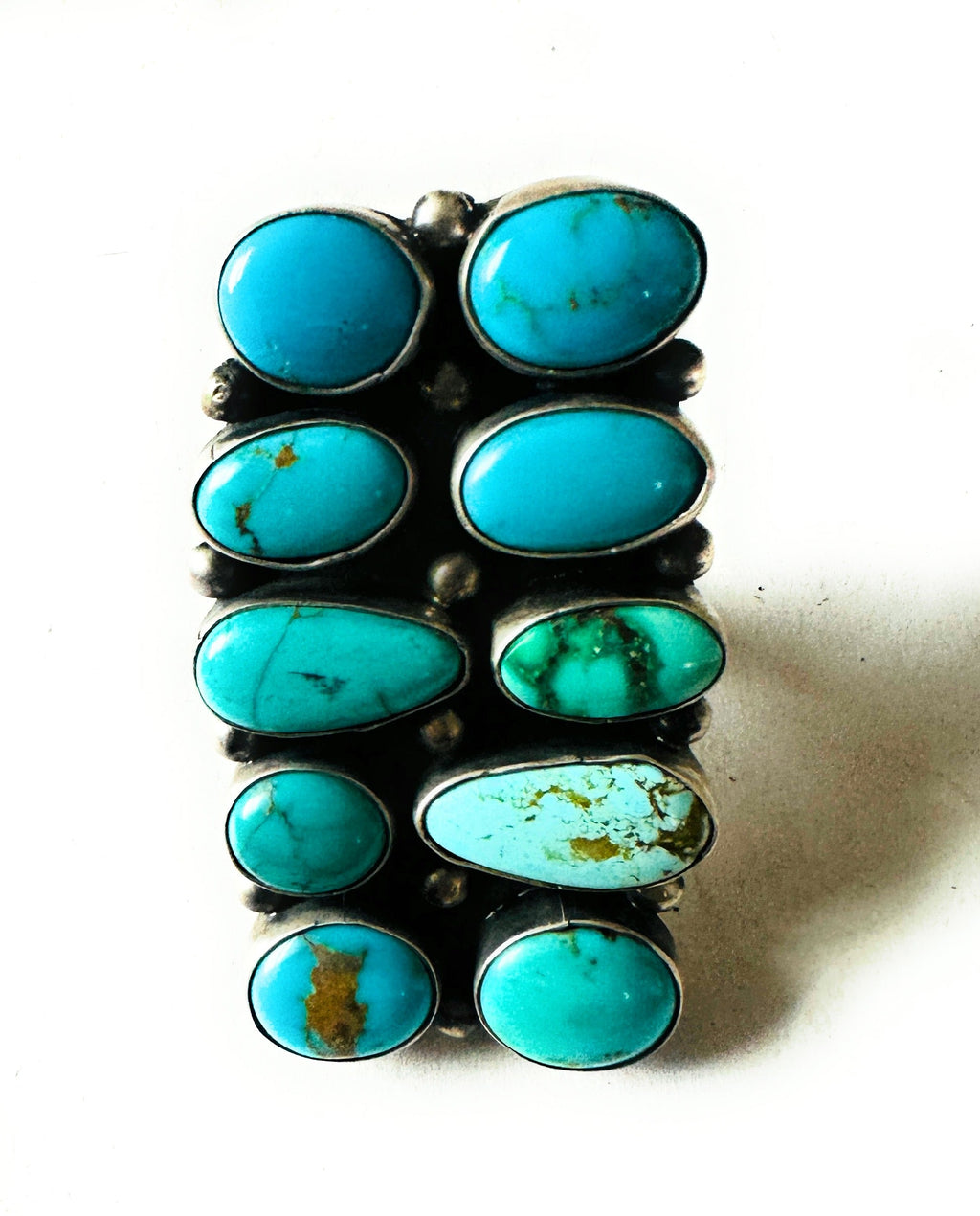 Handcrafted Sterling Silver & Kingman Turquoise Ring Size 10