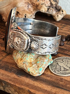 Sterling Silver Handcrafted Cuff Bracelet with Onyx, Owl and Skull Detail, Taller Stone