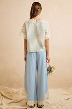 Crochet Trim Tulip Wide Leg Jeans