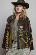 Suzette Vine Embroidery Floral Velvet Jacket