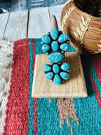 Handcrafted Sterling Silver & Kingman Turquoise Ring Size 7