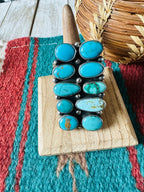 Handcrafted Sterling Silver & Kingman Turquoise Ring Size 10