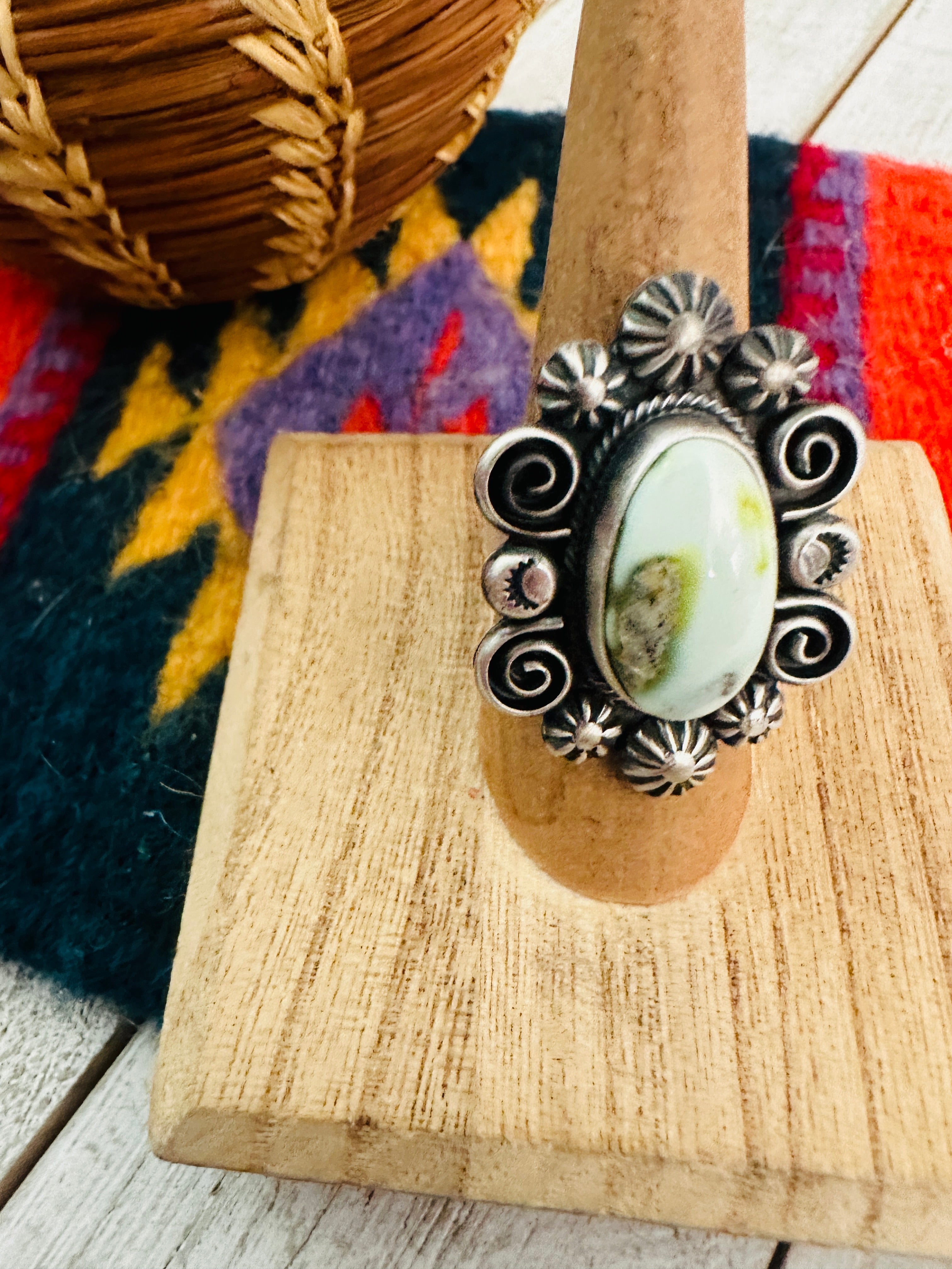 Handcrafted Sterling Silver & Palomino Turquoise Ring Size 7