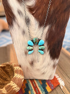 Handcrafted Sonoran Mountain Turquoise & Sterling Silver Naja Necklace by Cordell Platero