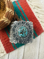 Handcrafted Sterling Silver & Spider Web Turquoise Cuff Bracelet by Randy Boyd