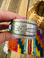Handcrafted Old Pawn Sterling Silver & Turquoise Cuff Bracelet