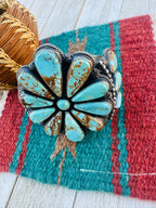 Handcrafted Old Pawn Sterling Silver & Turquoise Cluster Cuff Bracelet by Anthony Skeets