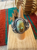 Old Pawn Handcrafted Sterling Silver & Turquoise Ring Size 6