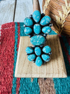 Handcrafted Sterling Silver & Kingman Turquoise Ring Size 7