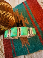 Handcrafted Green Kingman Turquoise & Sterling Silver Cuff Bracelet