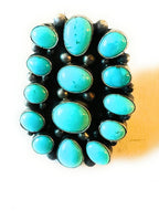 Handcrafted Sterling Silver & Kingman Turquoise Ring Size 10