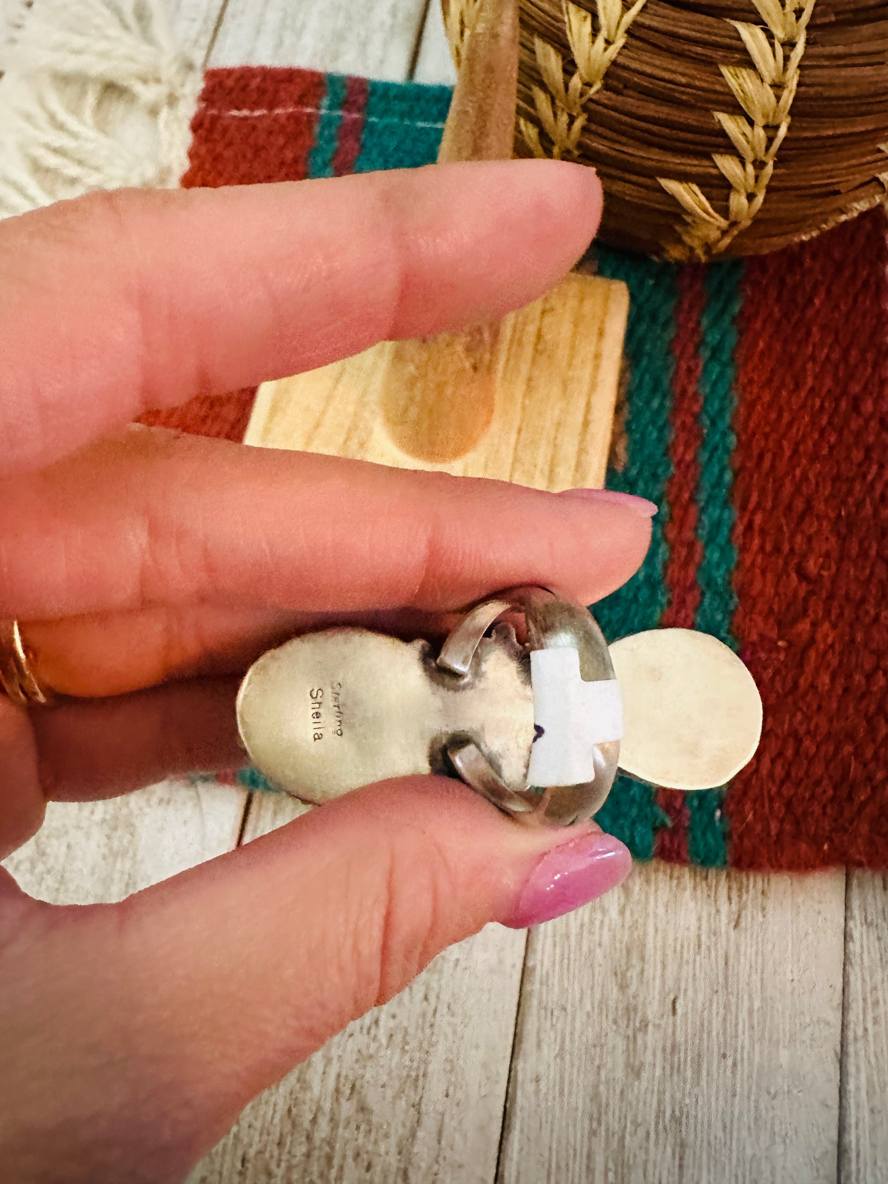 Handcrafted Sterling Silver & Kingman Turquoise Ring Size 8