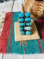 Handcrafted Sterling Silver & Kingman Turquoise Ring Size 10