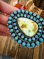 Handcrafted Sterling Silver & Turquoise Cluster Cuff Bracelet by Shawn Cayatineto