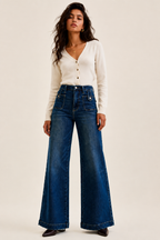 Judy Blue Lux High Waist Wide Leg Jeans in Dark Fade Indigo