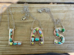 Handmade Sterling Silver Multi Stone Letter Necklace Signed Nizhoni Leslie’s fav