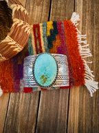 Handcrafted Pilot Mountain Turquoise & Sterling Silver Cuff Bracelet