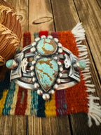 Handcrafted Sterling Silver & Number 8  Turquoise Thunderbird Cuff Bracelet by Chimney Butte