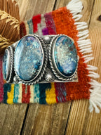 Handcrafted Sterling Silver & Azurite Chrysocolla Cuff Bracelet by Chimney Butte